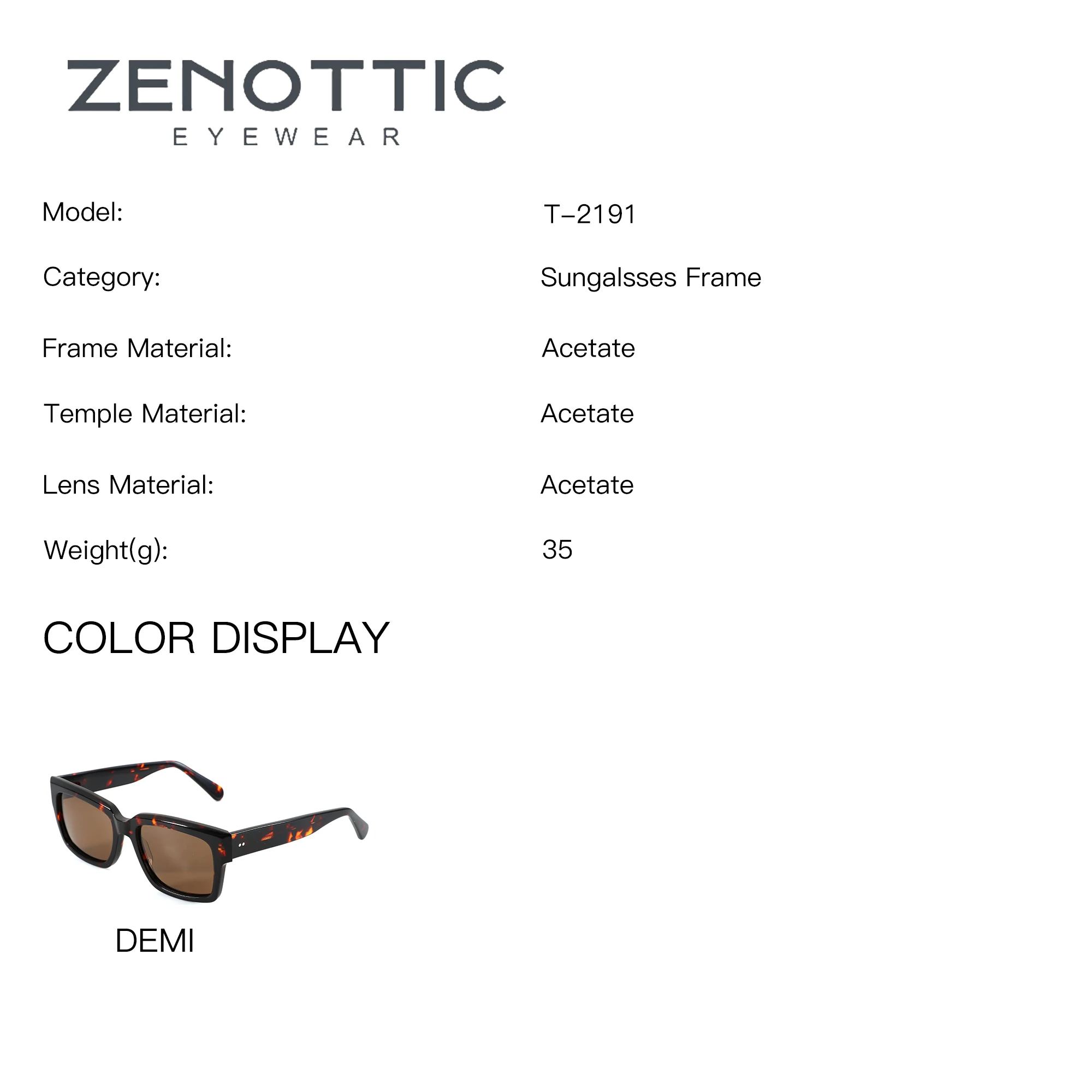 ZENOTTIC M Size Rectangle Acetate For Male Prescription Sun Glasses Progressive Polarized UV400 Eyeglasses