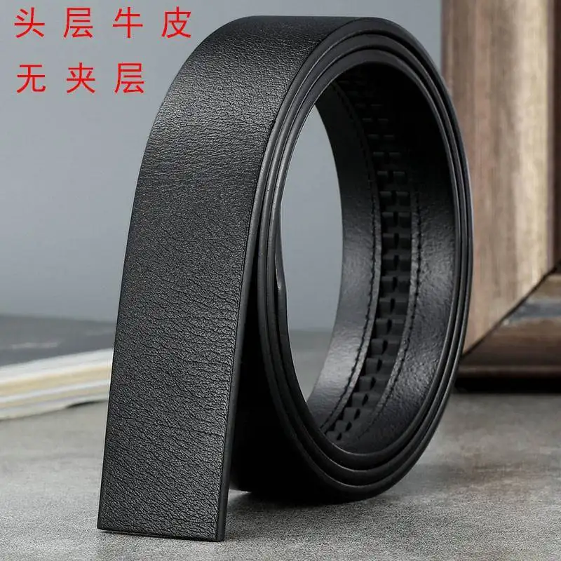 

Belt men's leather does not take the lead, automatic buckle men's real cowhide belt, body buckle-free belt, business headless