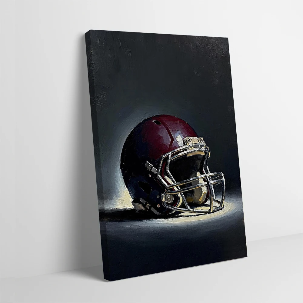 Casco de fútbol, pintura de naturaleza muerta, póster impreso, imágenes personalizables, cuadro sobre lienzo para pared para decoración de dormitorio y hogar