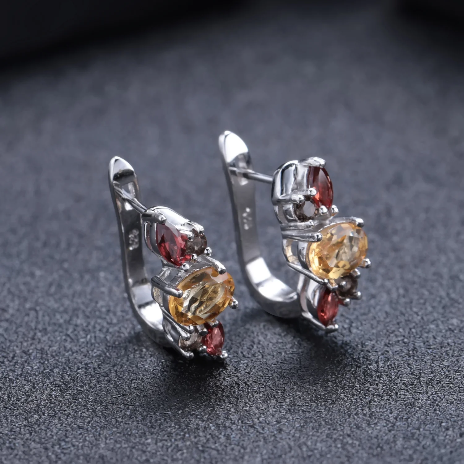 brand genuine Luxury real jewels Fashion Natural Stone Personalized s925 Silver Colorful Crystal Earrings high quality