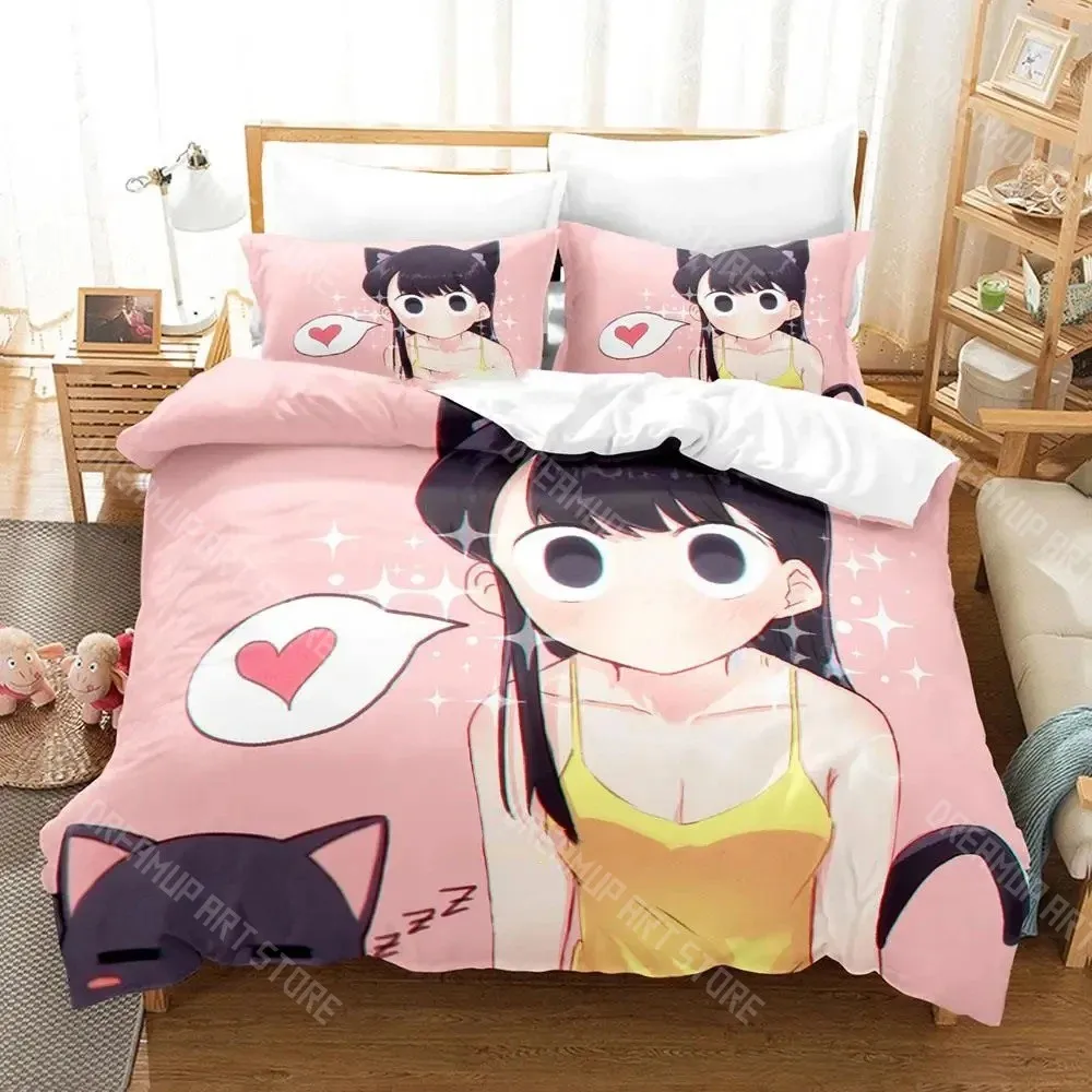 3D Printed Komi Can't Communicate Bedding Set for Boys Girls Duvet Cover Pillowcase Twin Queen King Full Single Double Sizes