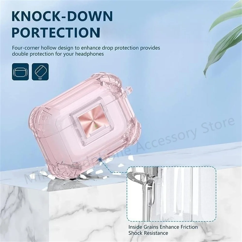 شفاف قفل آمن الحال بالنسبة AirPods ، سيليكون الحبل ، مكافحة خسر كيرينغ ، غطاء سماعة أذن للنساء ، برو 1 ، 2 ، 3
