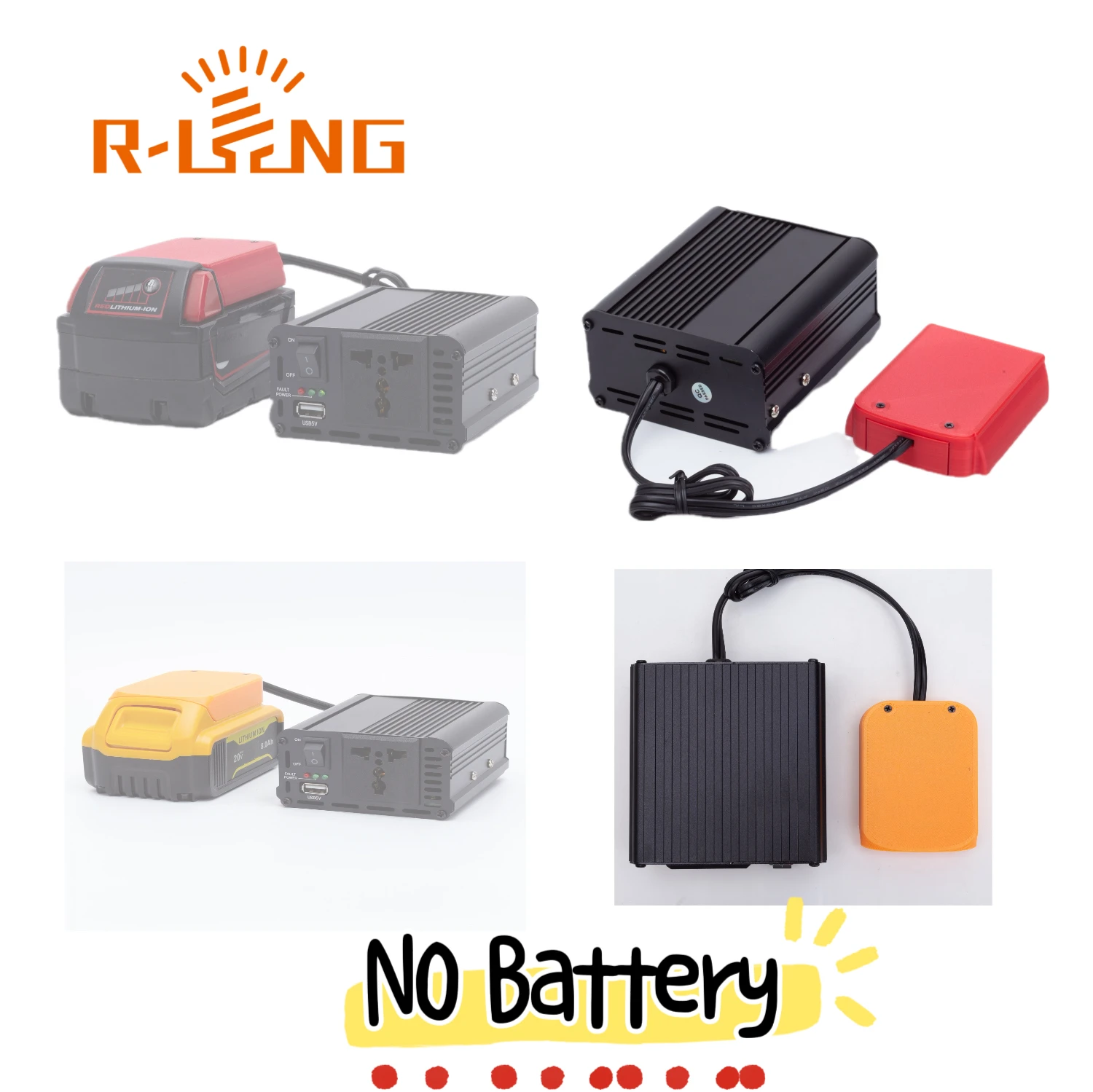 

200W Portable Power Supply Inverter Compatible For Milwaukee/DeWalt 18/20V Li-Ion Battery Reliable Wireless Power Fast Charging