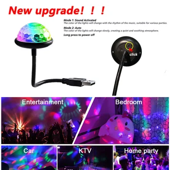 USB Mini Disko Topu Işıkları RGB Dj Aydınlatma Ses Parti Otomatik Çok Renkli Araba atmosfer ışığı Odası Süslemeleri Lamba çakarlı lamba
