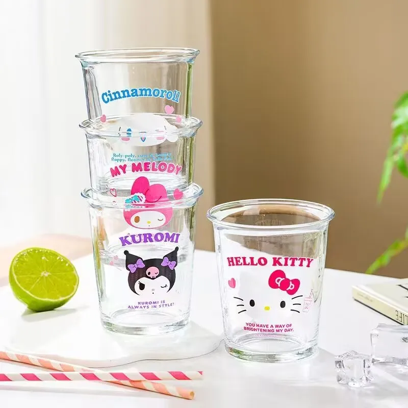 New kuromi My melody Cinnamoroll anime printed breakfast cup with scale glass water cup home milk mug gift kawaii wholesale