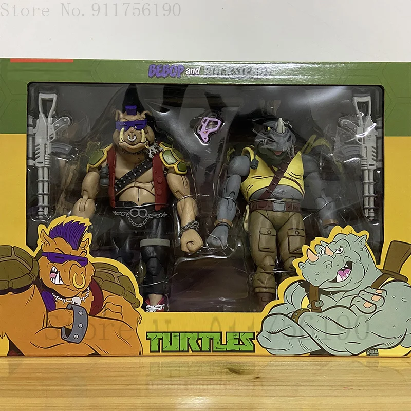 NECA Bebop Rocksteady Action Figure Michelangelo Shredder Donatello Turtle Footsoldier Krang Figures Halloween Birthday Gift Toy