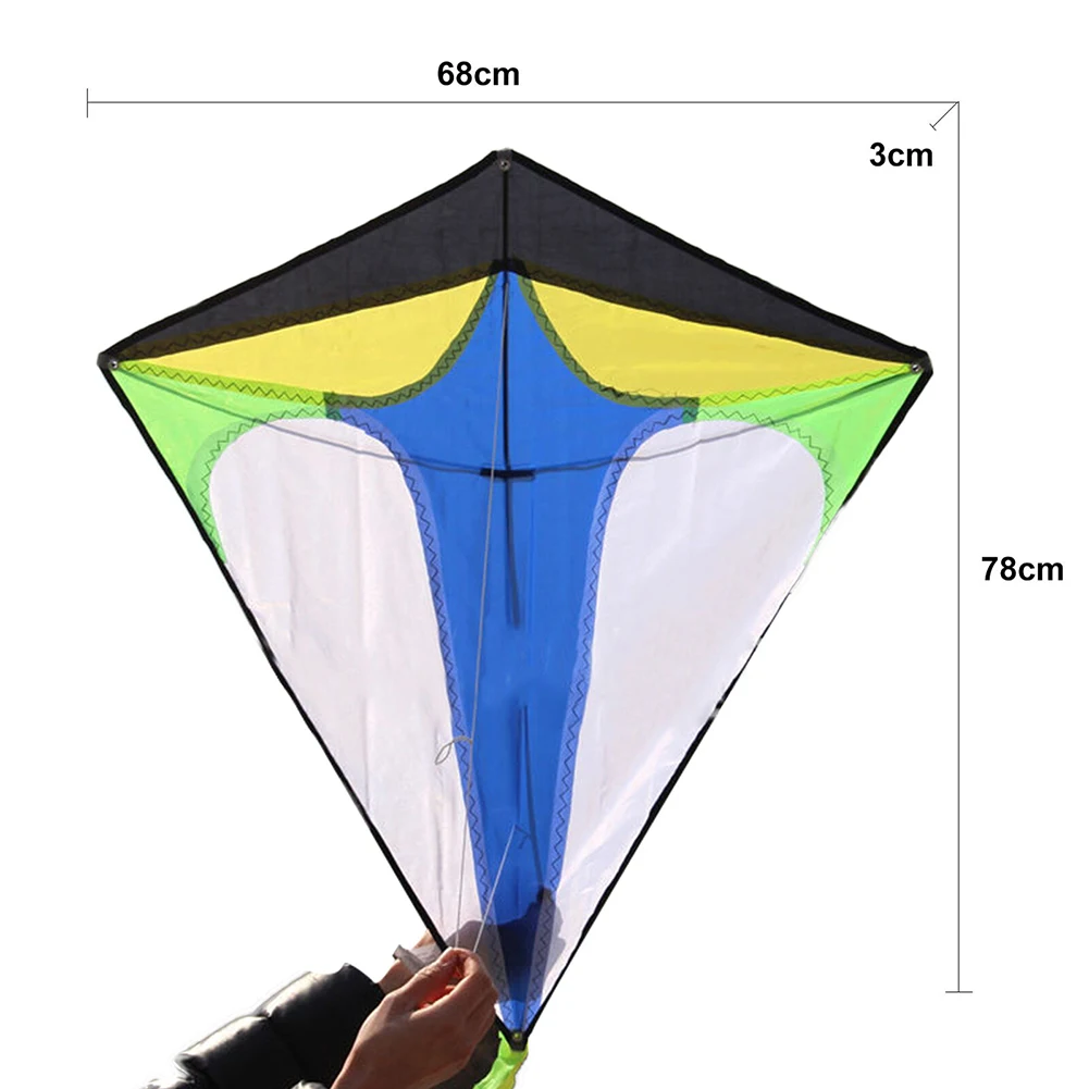 Diamond Shaped Kite with Long Tail Colorful Flight Kite Easy To Fly Primary Stunt Kite Enhance Coordination for Children Kids