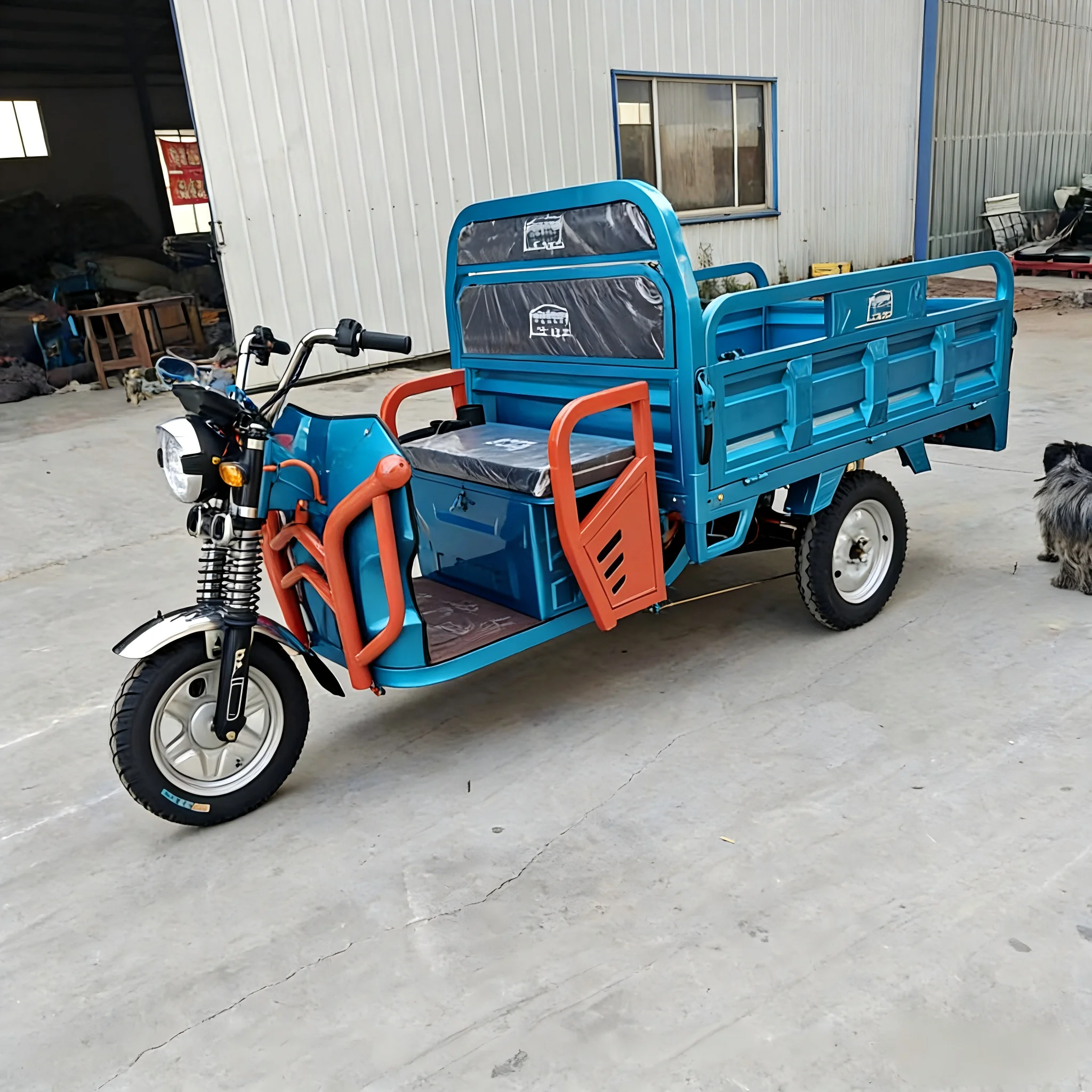Electric Cargo Tricycle with Side Buffer Frame Heavy Load 3 Wheel Motorcycle for Local Logistics Express Parcel Delivery