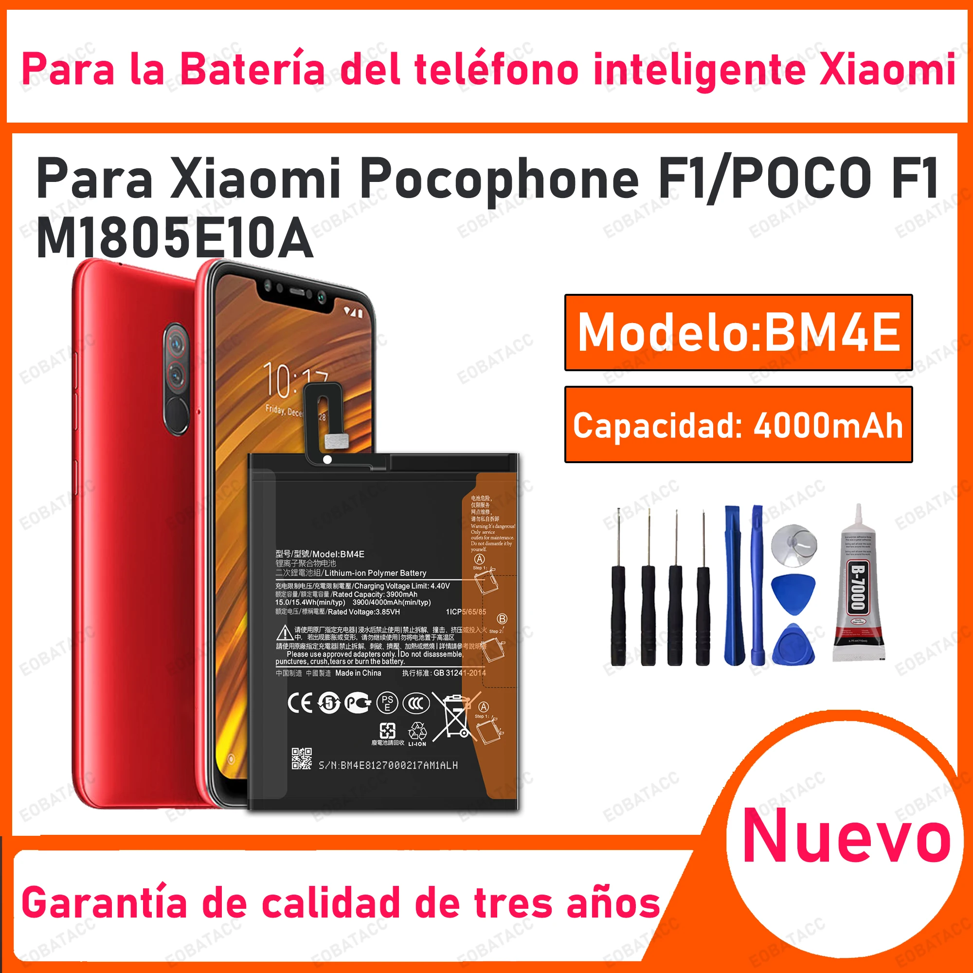 

New High Quality BM4E Battery For XIAOMI Pocophone F1/POCO F1/M1805E10A Phone Replacement Bateria BATTERY +Free Tools