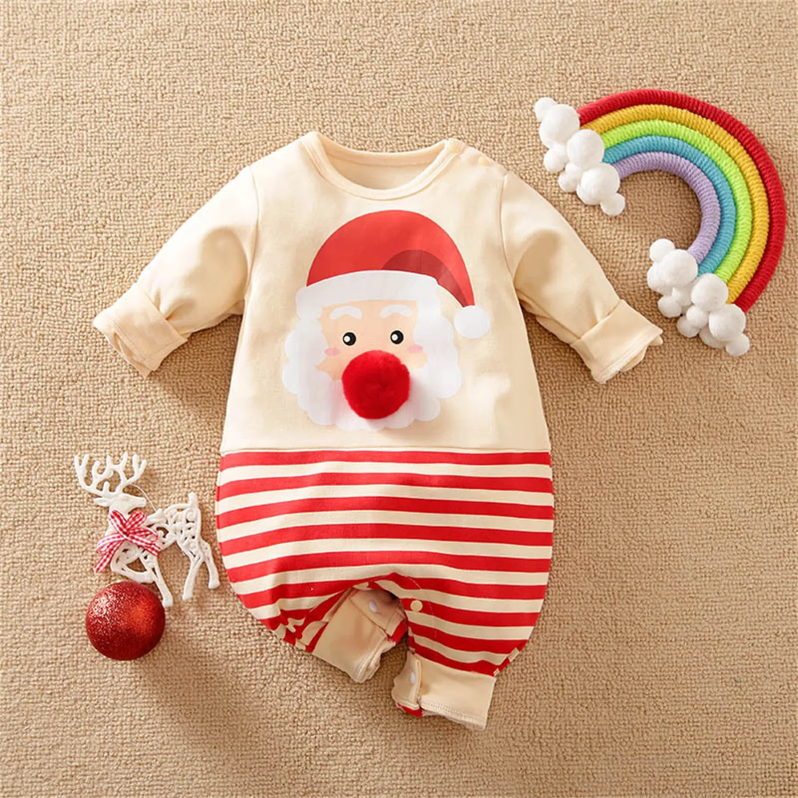 

Baby Boys Girls Kids Xmas Elves Sleeper Infant Santa Claus One Piece Toddler Autumn Reindeer Outfit Christmas Thickened Rompers