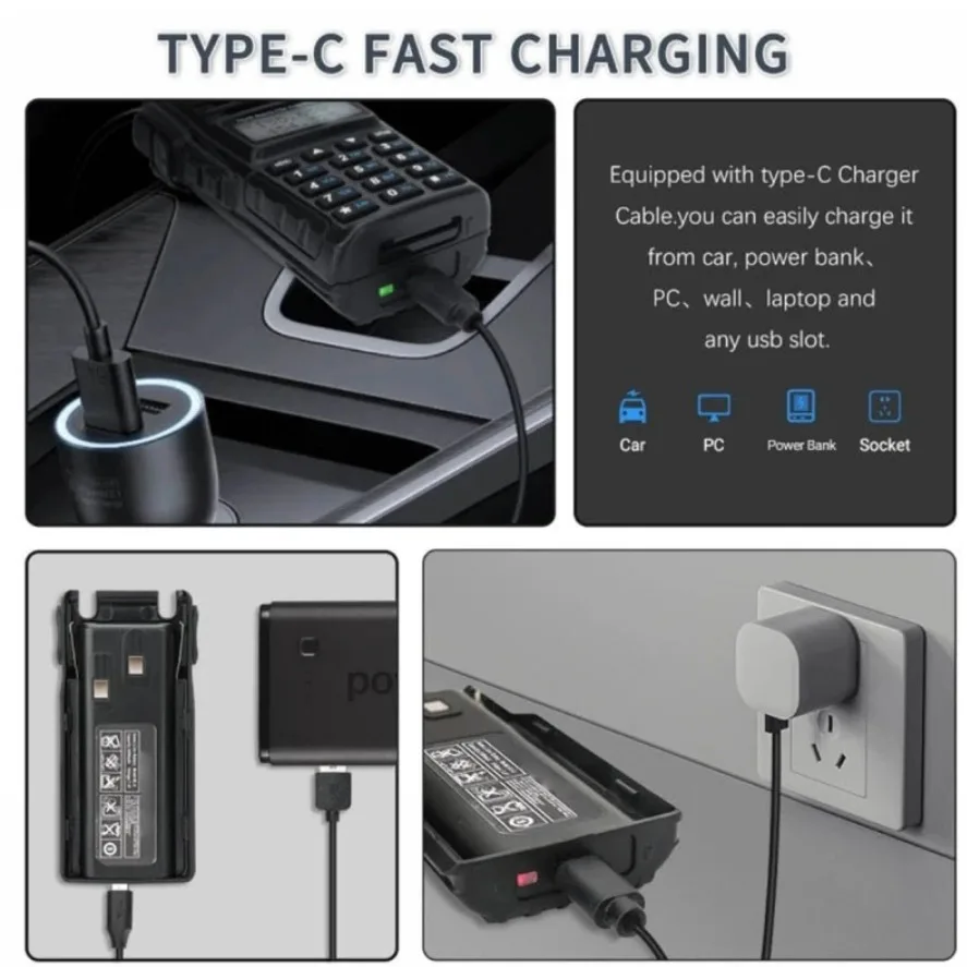Baofeng UV-82 TYPE-C Charging Walkie Talkie Long Range 2 Way Portable FM Amateur Radio Station Long Distance Radio Amateur Radio