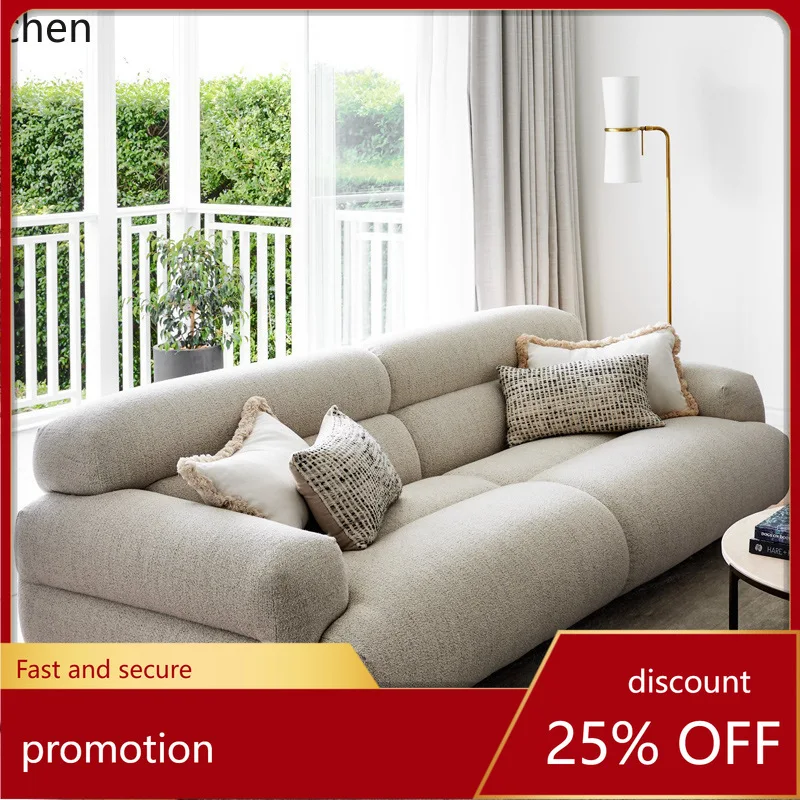 

HXL Cotton and Linen Fabric Casual Sofa Living Room Straight Multi-Seater Cream Style Sofa