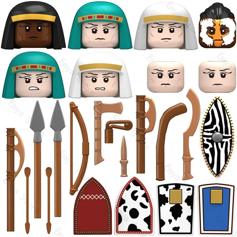 Ancient Egyptian Court Guard Nubian Tribal Warriors Building Blocks Action Figure accessories Toys For Children N313 N314 N317