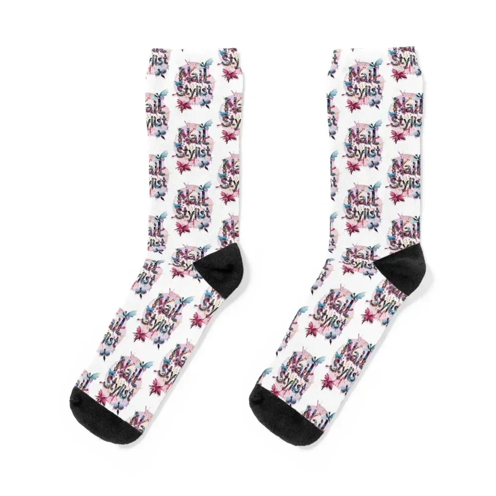 

Nail stylist logo cheerful colorful for nail art Socks Crossfit cycling retro new in's Socks For Women Men's