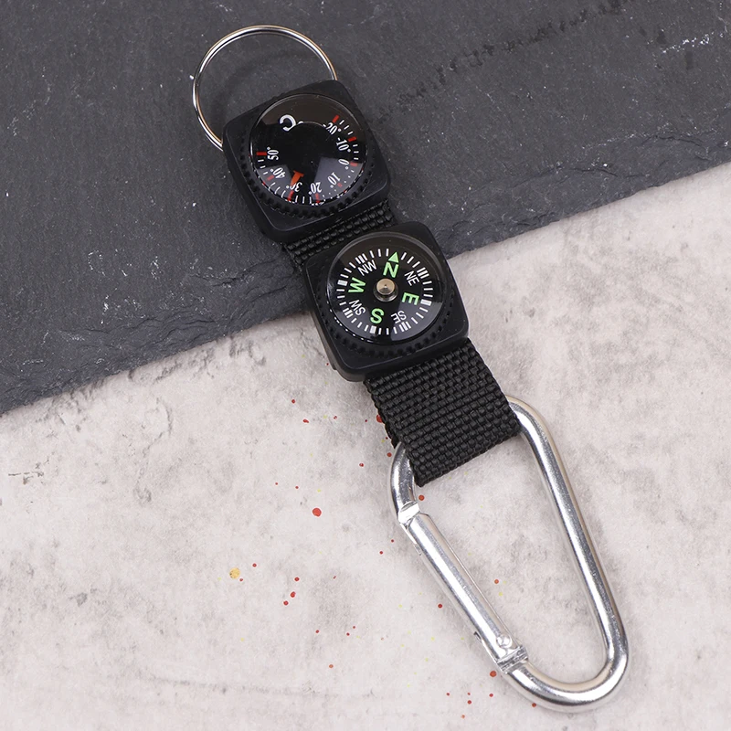 Mini Compass Keychain Carabiner Multifunctional Sensitive Guide Outdoor Hiking Mountaineering Camping Tool