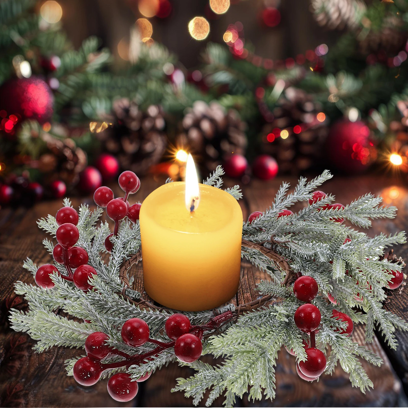 2 шт. Рождественские кольца, венок из сосновых ягод, центральная часть праздничного стола, домашний венок, декор, держатель для адвента- 2 шт. Рождественские кольца, венок из сосновых ягод, центральная часть праздничного стола, домашний венок, декор, держатель для адвента-