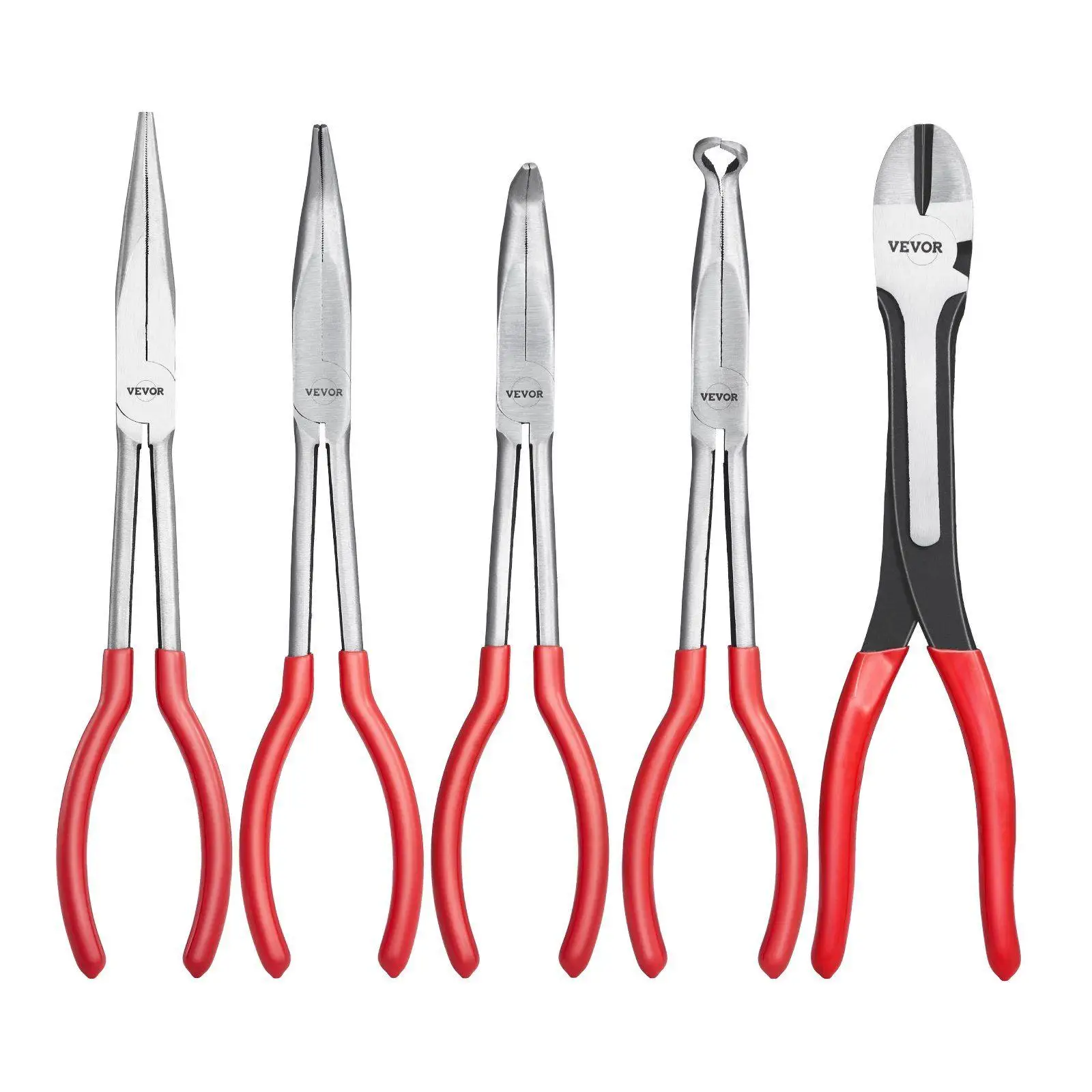 

Набор удлиненных плоскогубцев с игольчатыми носами, 11 дюймов, состоящий из 5 предметов, из углеродистой стали с круглым вырезом изгиба