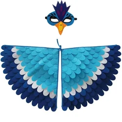 Kids Cosplay Costume  Owl Peacock Wings Bird Felt Cape with Mask for Girls Boys Halloween Party Stage Performance Cloak
