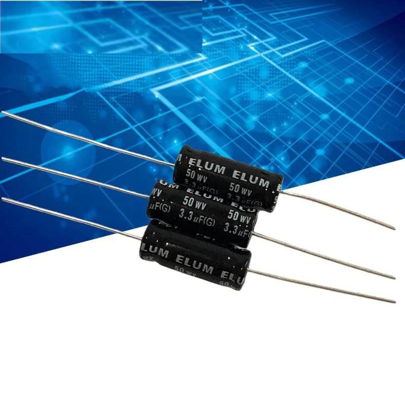 10PCS 3.3uf audio frequency crossover horizontal axial non-polar aluminum electrolytic capacitor 50v 3.3uf 6X16