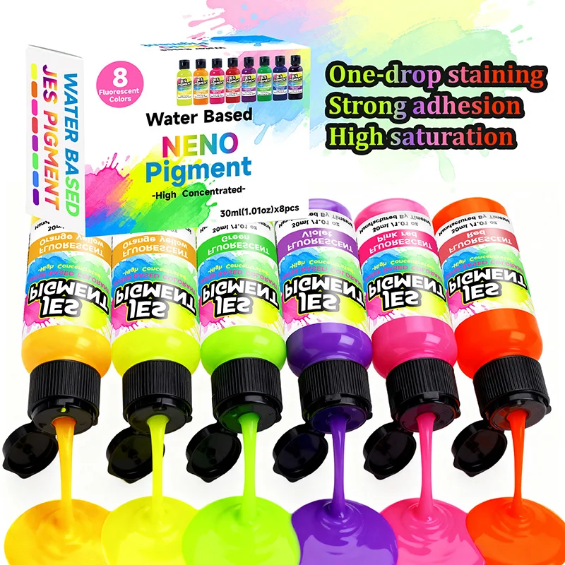 8colors/set fluorescent pigment, 30ml/1.01oz liquid pigment per bottle, epoxy resin dye night light pigment, suitable for DIY, view 4