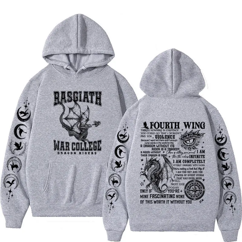 Fourth Wing Basgiath War College Hoodies The Empyrean Series Dragon Rider Hoodie Men\'s Y2k Clothes Fashion Sweatshirt Streetwear