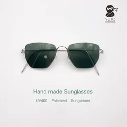 Hand made large square UV400  Sunglasses Prescription dark green myopia Sunglasses.Lens width 50mm, height 40mm