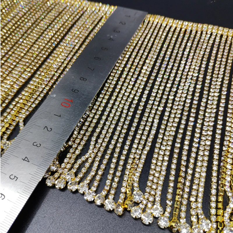 Rhinestone Tassel Chain Diamond Bridal Fringe Long Tassel Crystal Rhinestone Trim Sewing Craft  Wedding Necklace DIY Decoration