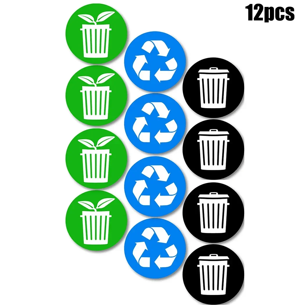 12pcs Recycle Trash Bin StickerGarbage Can Decals Wheelie Bin Vinyl Sticker Trash Labels Decal House Bin Label Vinyl Waterproof