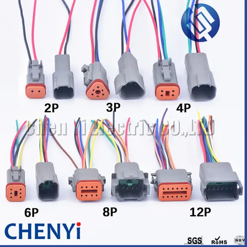 DT 2 3 4 6 8 12 pines enchufe eléctrico sellado automotriz macho hembra conector impermeable arnés de cables DT06-2S DT04-2P para Deutsch