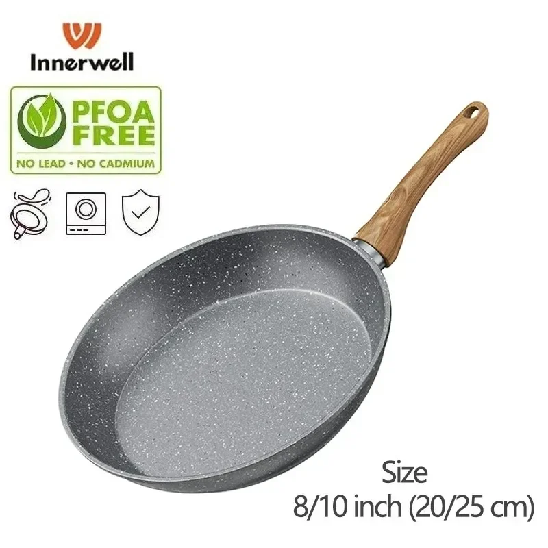 Innerwell Kitchen Frying Pan 8/10inch Nonstick Cookware Breakfast Steak Fried Egg Skillets Gourmet Cooking Pots Induction Cooker