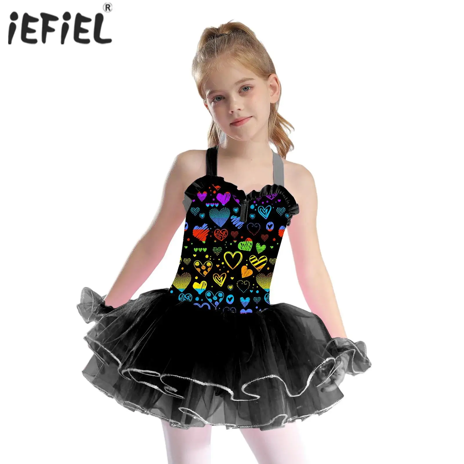 

Детские гимнастические балетные платья-пачки для девочек с юбкой, современный танцевальный тренировочный костюм, купальник, танцевальное платье с рукавами