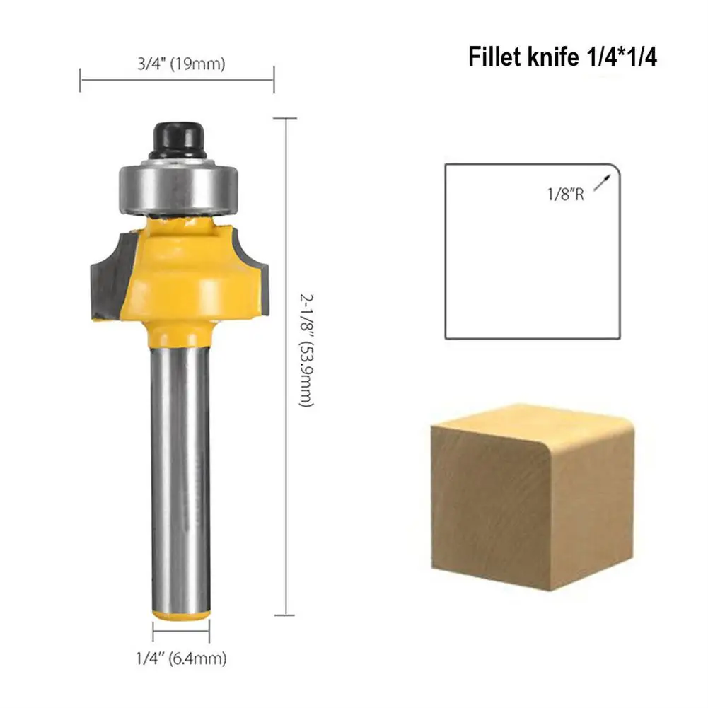 4 Stuks 1/4-Inch Schacht Round-Over Rand Router Bit Set Hoek Afronding Rand Vormen Bit Houtbewerking Tool