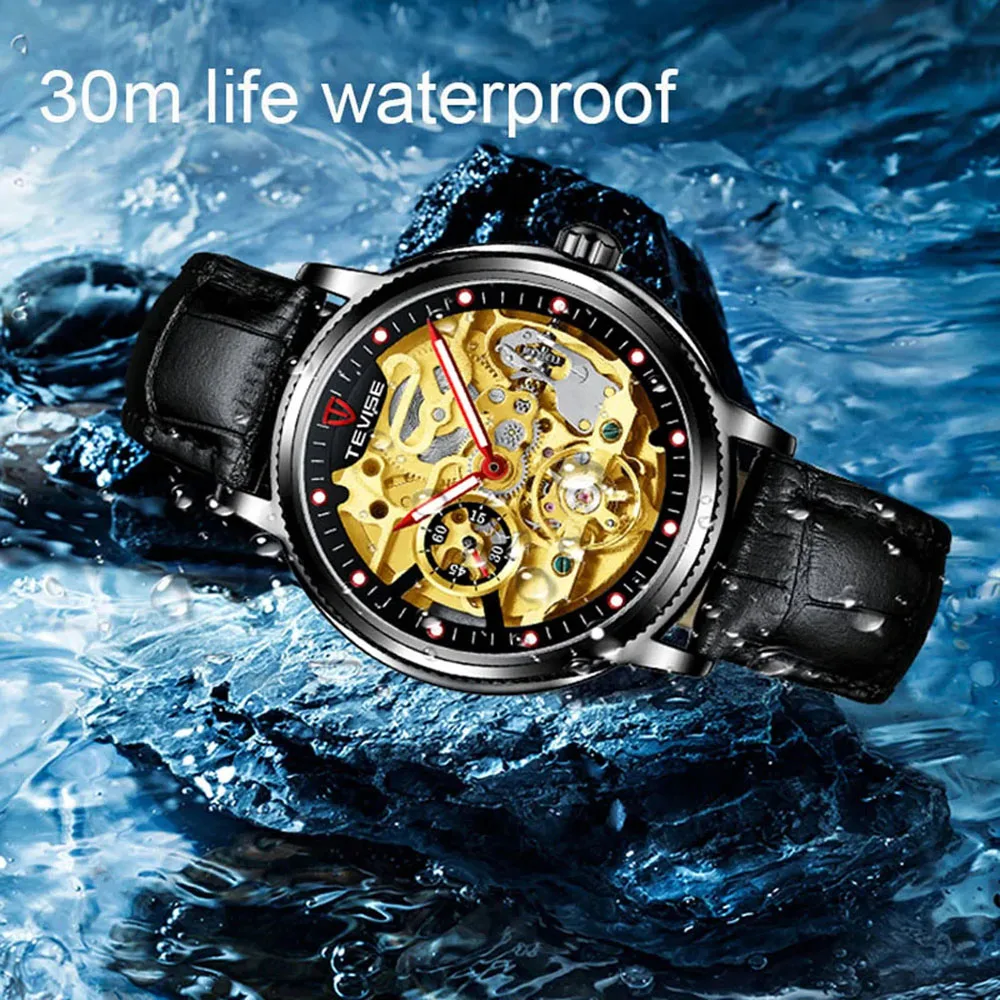 2024 NEW Luxury Brand Mechanical Men's Watch Fashion Automatic Watch Men's Leather Waterproof Business Clock Reloj Hombre