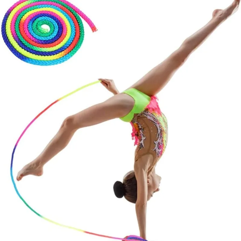 3M Gymnastics Arts Rope Jumping Rope Exercise Fitness Rainbow Color Sports Training Rope Rhythmic Gymnastics Rope Competition