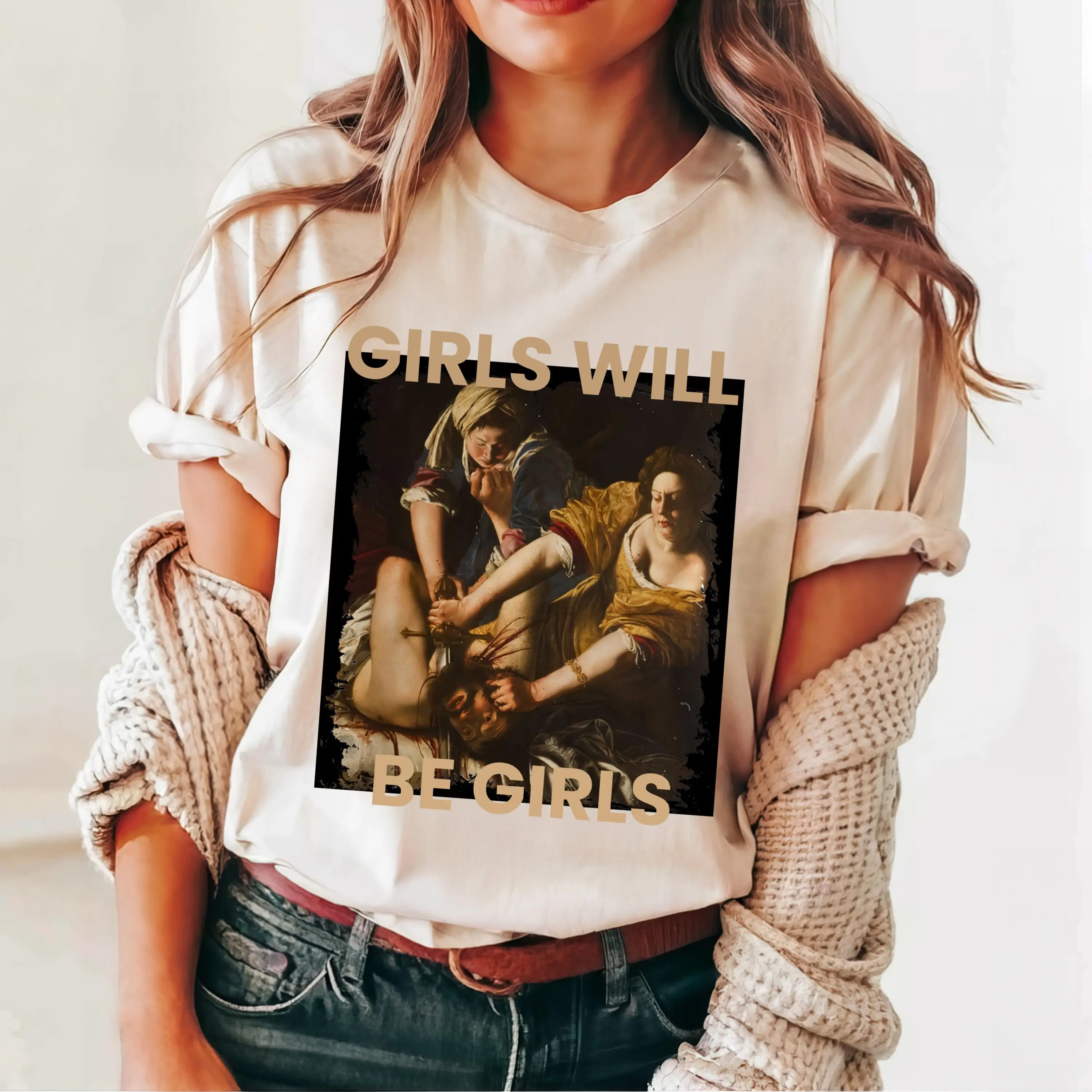 Girls Will Be Girls Boxy Shirt Judith Beheading Holofernes Shirt Morbid Humor Tee Dark Humor Shirt Her Funny Feminist T Shirt