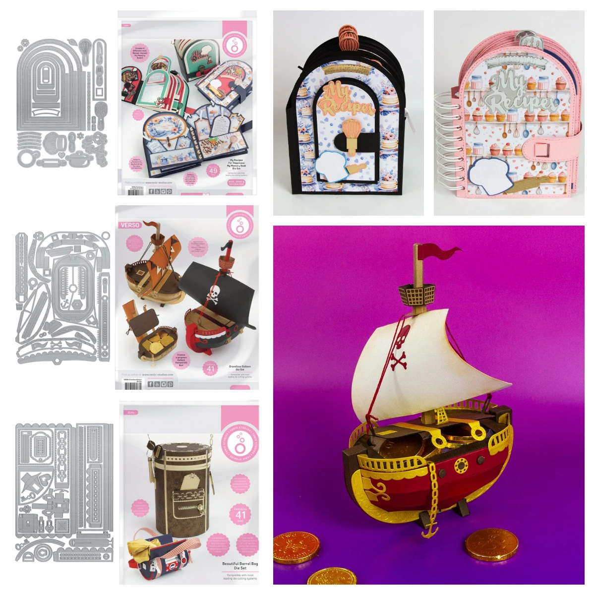 

March 2026 New Dies for DIY Scrapbooking Greeting Card Handmade Beautiful Barrel Bag Grandiose Galleon Gift Box Die My Recipes