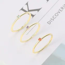 Double Fair Thin Dainty Rings For Women Gold Color Cubic Zirconia Wedding Engagement Bride Ring Jewellry Fashion Jewelry R246