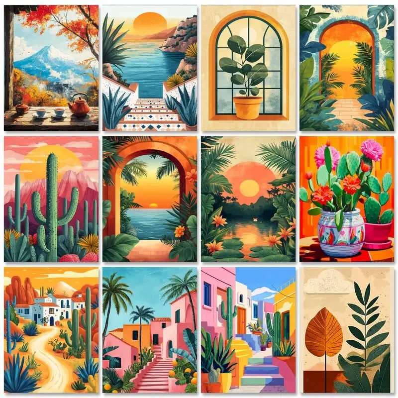 

SDOYUNO DIY Frame Painting By Numbers Illustration Flower DIY Paint by numbers On Canvas Home Decor Digital Paintings On Number