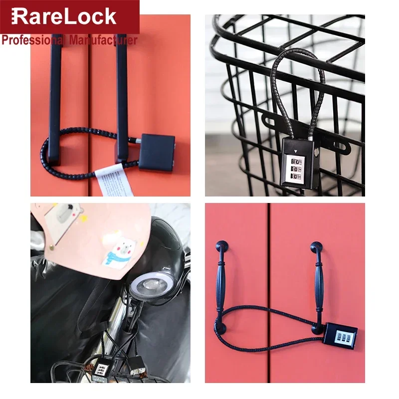 Wire Rope Password Padlock 20-38cm Length for Gate Door Bags Box Motorcycle Helmet Boat Cabinet Hardware Rarelock MA007 G