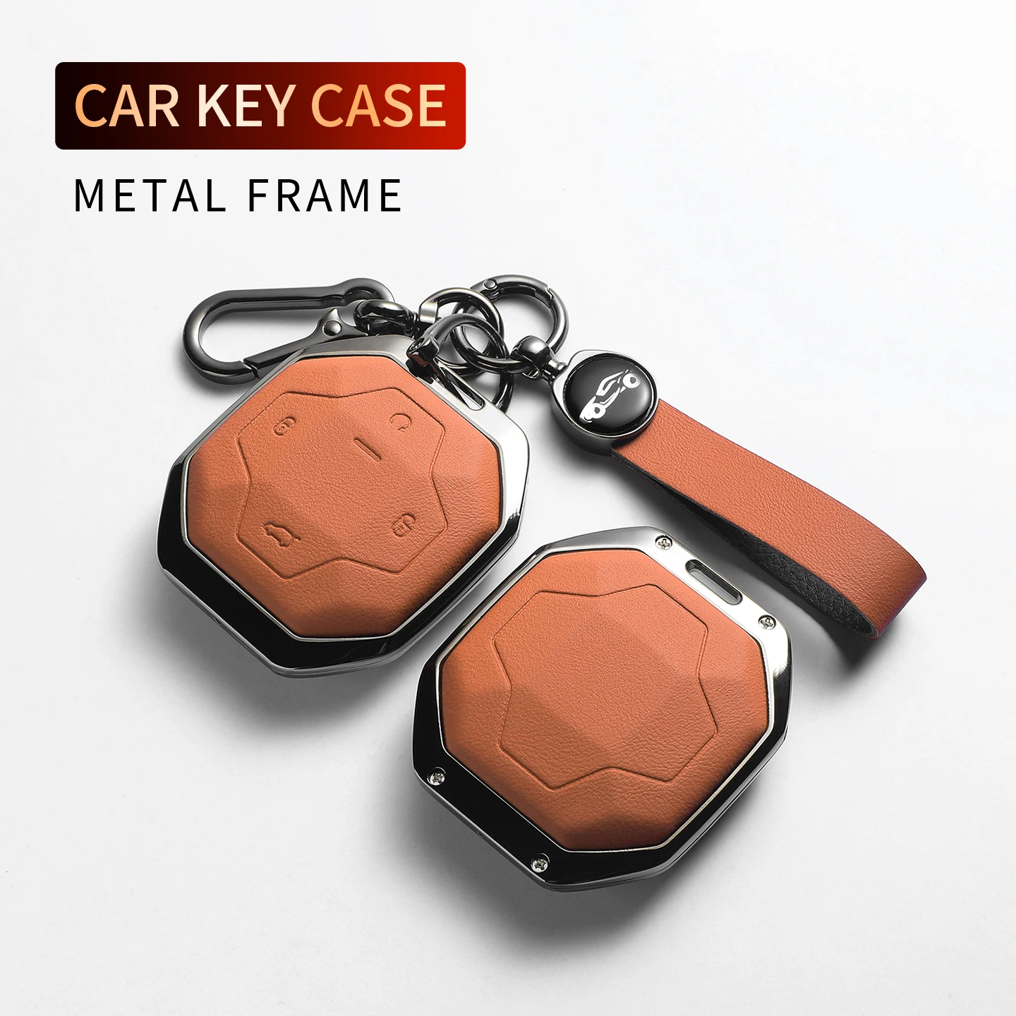 Leather Metal Car Smart Remote Key Case Cover For Chery JETOUR Traveller 2023 2024 Jetour T2 T1 Freedom Car Key Fob Shell Holder