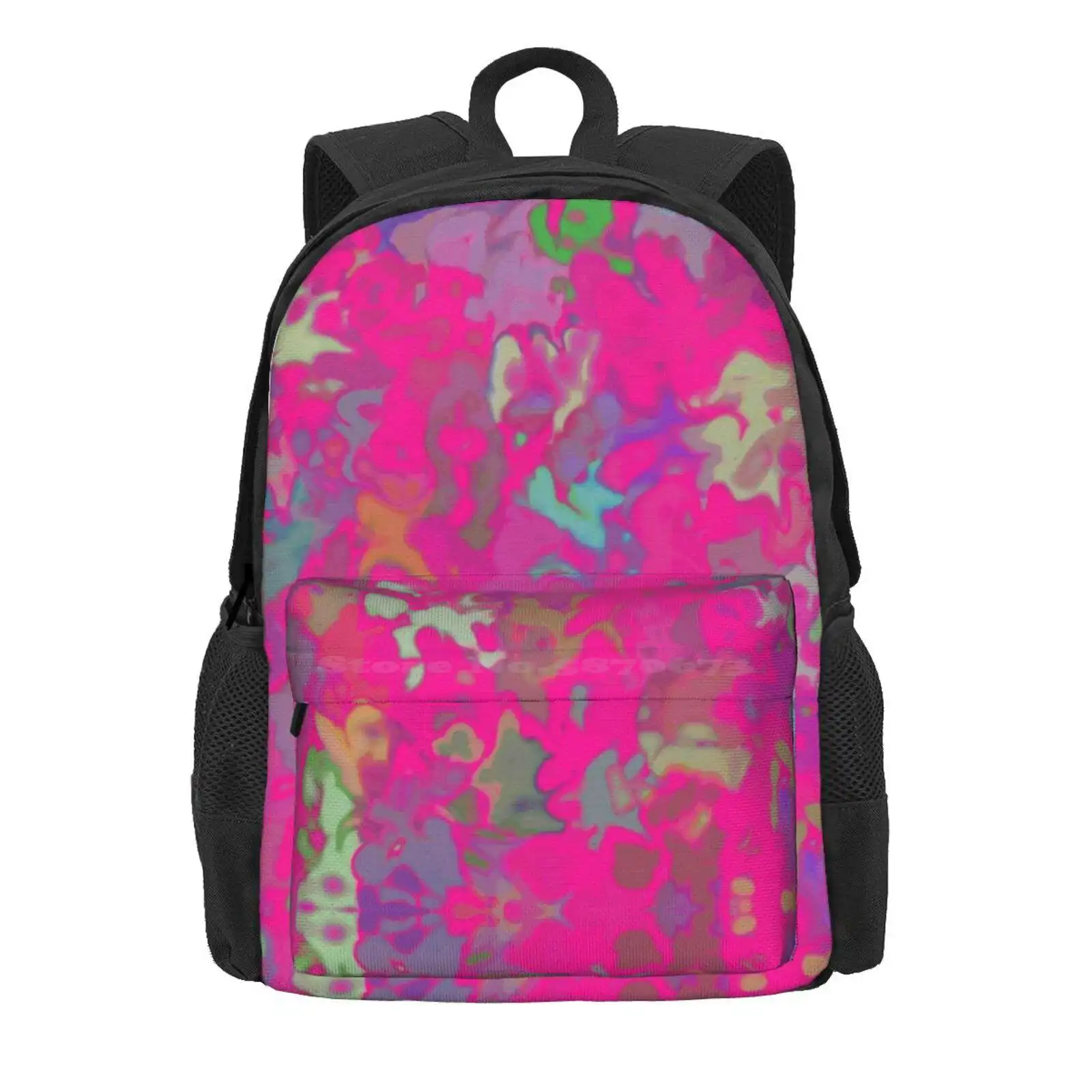 Fuchsia Print Hot Sale Schoolbag Backpack Fashion Bags Fuchsia Universewitness Oil Pattern Zoom Top