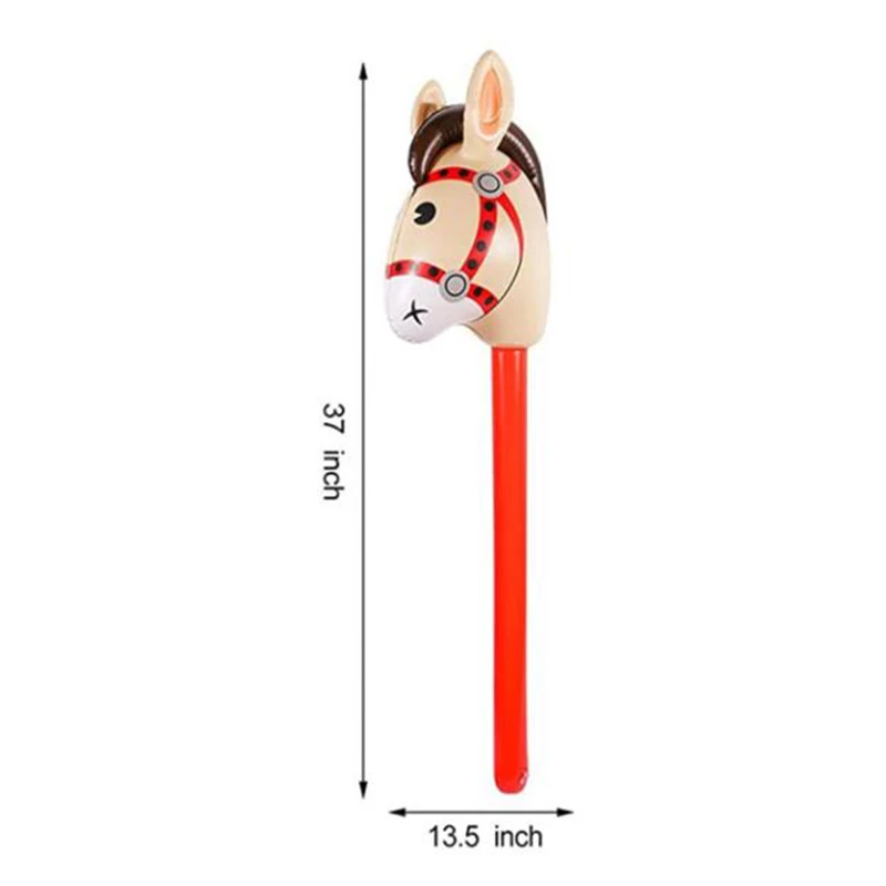 Inflatable Stick Horse Head Inflatable Pony Stick Balloon Cowboy Cowgirl Farm Animal Themed Birthday Party Decorations