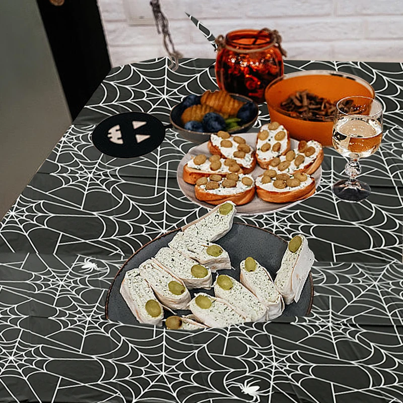 Tovaglia da tavolo ragnatela di Halloween tovaglie da pranzo antimacchia decorazione per feste di Halloween forniture per tavoli atmosfera per la