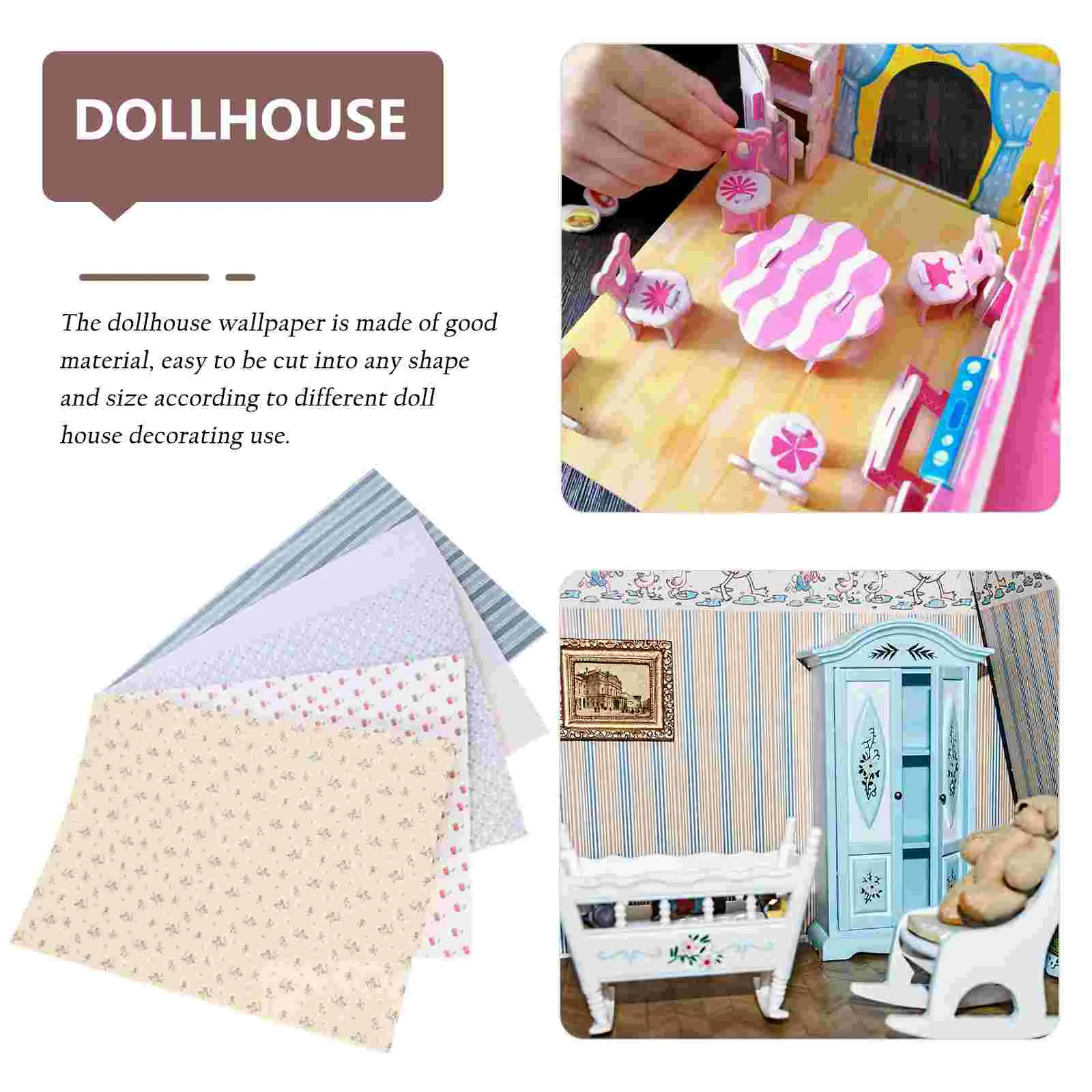 5 Sheets House Wallpaper Accessories Adhesive Bath Toys Stickers Self-adhesive Wallpapers for Baby Girls