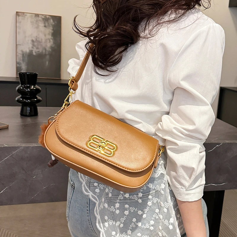 

Luxury Messenger Purse Bag With Letter Logo Large Capacity Shopper Elegant Leather Classic Solid Color