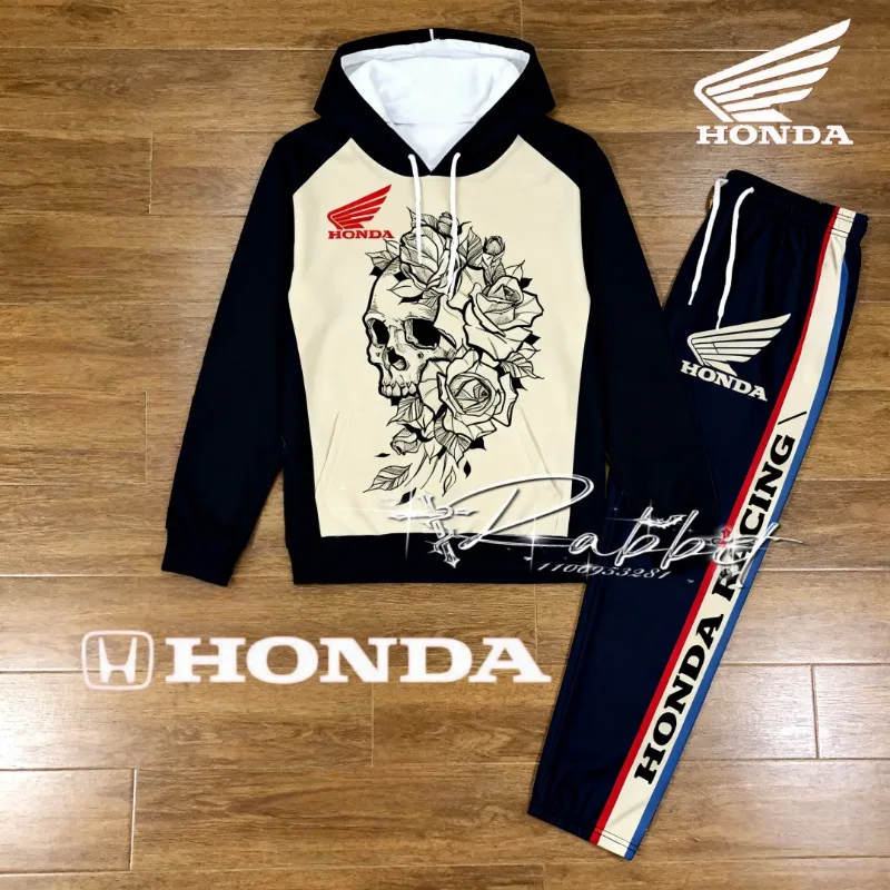 

Autumn/Winter Creative Edition Honda Racing Enthusiast Cycling Set MOTO Off Road Downhill Special Warm Hooded Hoodie Pants Set