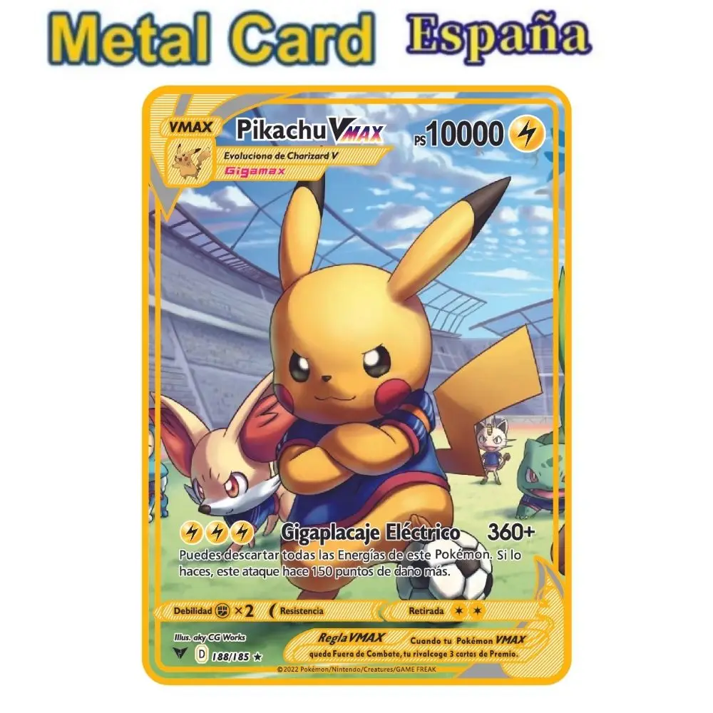 Spanish Pokémon Cards Metal Pokemon Letters Spanish Pokemon Iron Cards Mewtwo Pikachu Gx Charizard Vmax Cartas Pokémon Vmax