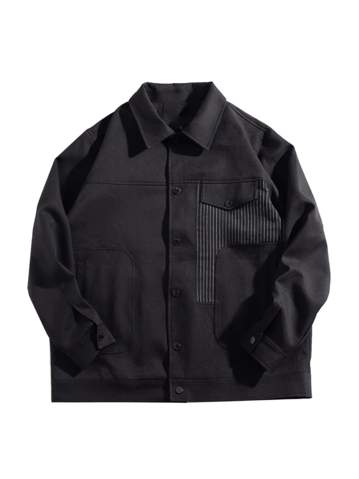 

Модное мужское пальто больших размеров, осень 2024, новое повседневное лоскутное пальто с воротником свободного покроя, очень большое пальто, молодежная верхняя одежда