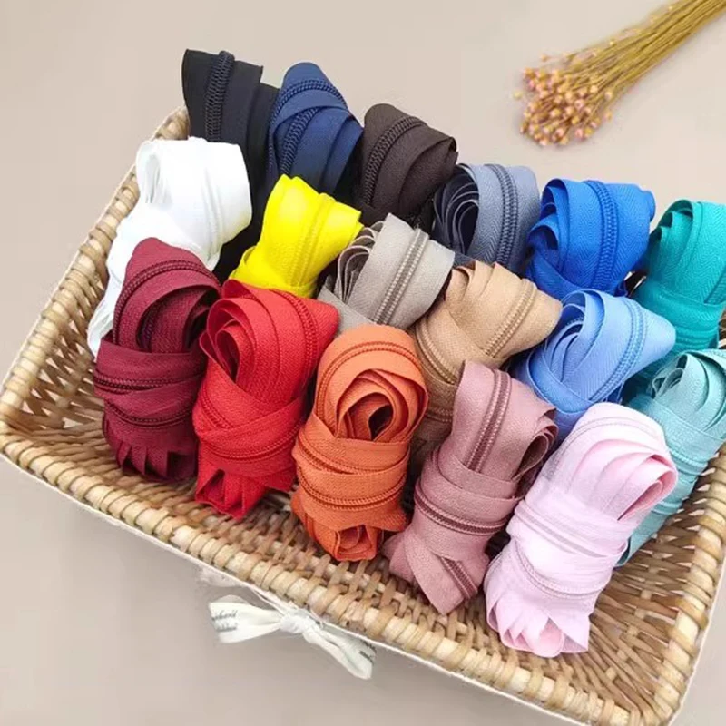 5/10M 3# 5# Nylon Zippers Tape with Zipper Slider Puller for Sewing Zip Repair Kit Bag Apparel Closure Coil Zips At The Meter
