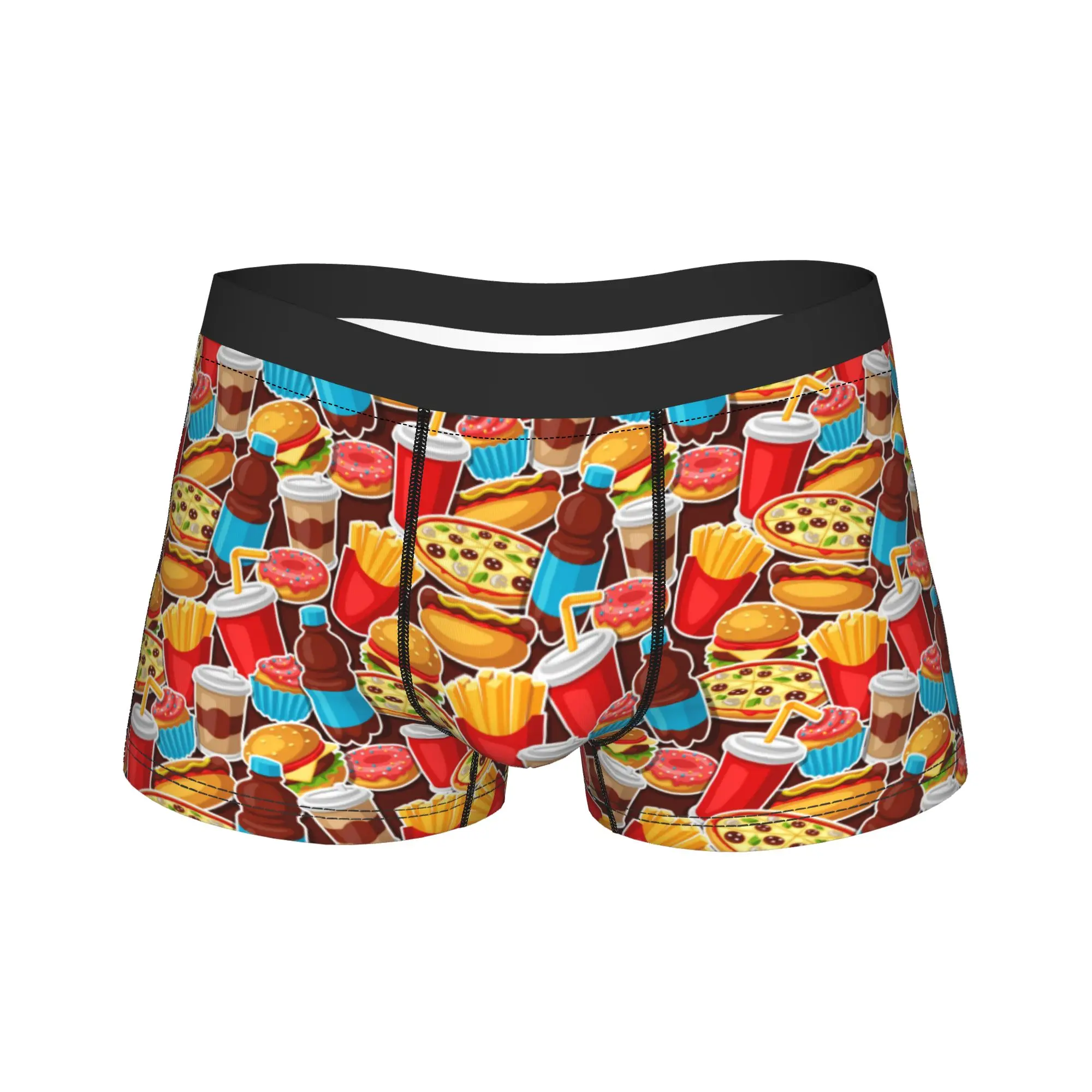 fast food meal Underwear  Men's Underpants Pattern Comfortable Trunk Trenky Shorts Briefs Big Size